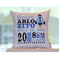 Rocket Ship - Birth Announcement Pillow